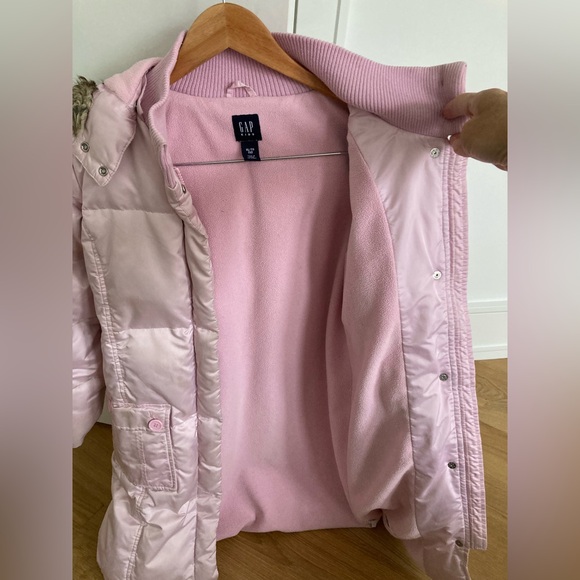 Gap Kids Down Fill Long Pink Puffer Jacket - Picture 4 of 6